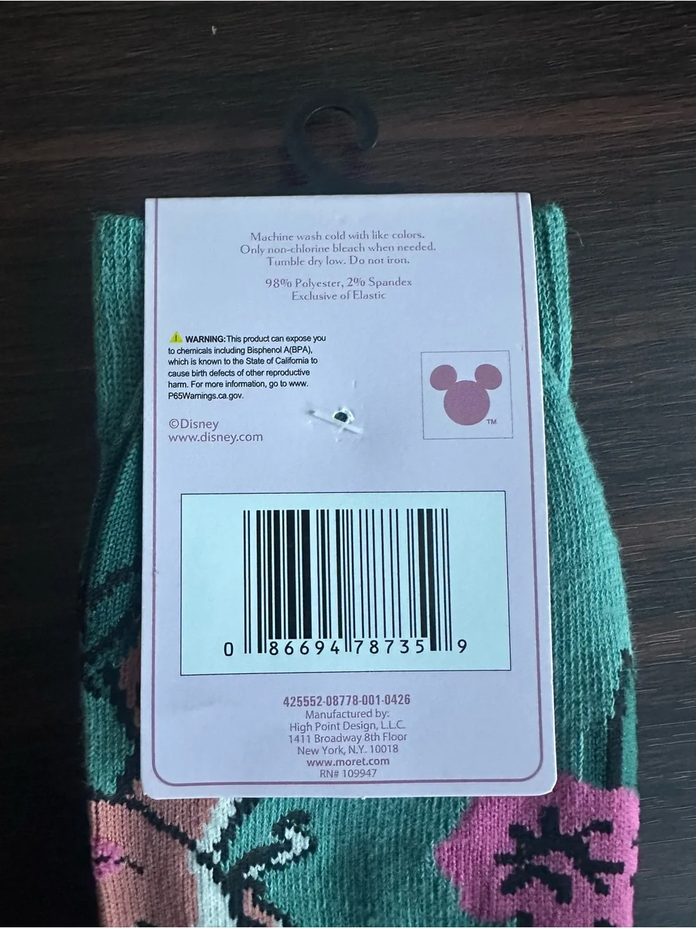 Disney Princess Tiana Floral Crew Socks - Teal & Pink